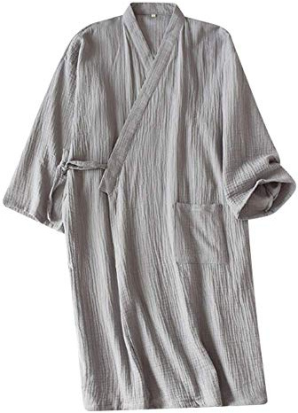 SIQITECHNO Men Kimono Robe Cotton Yukata Spa Sauna Bathrobe Sleepwear Japanese Kimono for Women Loungewear Nightgown Dressing Gown