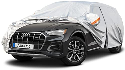 kayme 6 Schichten Autoabdeckung Wasserdicht Atmungsaktiv Passend für Audi Q5/SQ5, Vollgarage Autoplane für Regen Sonne Staub Schutz mit Baumwollfutter Frostschutz im Winter.(3-7 Tage liefern)