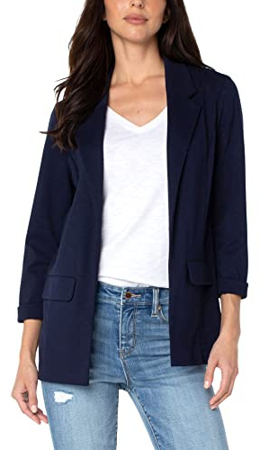 Liverpool Women's Boyfriend Blazer with Princess Dart, Cadet Blue, L