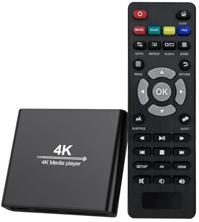 ZUMKUNM 4K Ultra-HD and 1080P Digital Media Player for USB Drives and MicroSD Cards,Digital Signage,H.265/HEVC H.264/AVC MP4 MKV Videos MP3 Music JPG Photos,4K HDMI,Analog AV,Auto Play and Resume