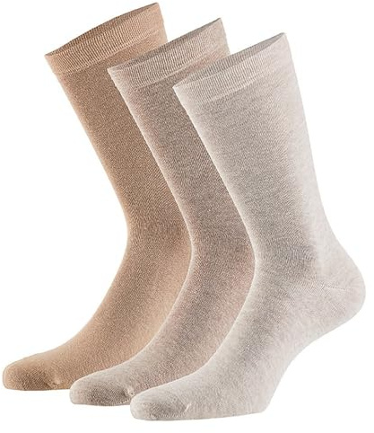 Flerstrumpa 6/12 par män och kvinnor 100 % ekologisk odling strumpor med komfortlinning utan söm (modell: Biolivia), 6 par (multibeige), 35-38 EU