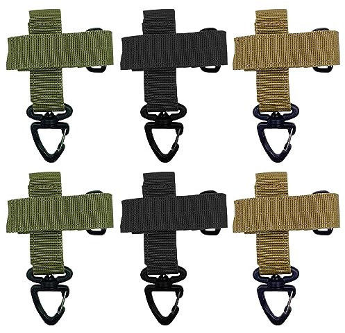 XINGSUI 6 Stück Handschuh Halterung Gürtel,Outdoor-Handschuhe Kletterseil Aufbewahrungsschnalle,Multifunktionales Einstellbar Handschuhe Halter,für Woker und Wanderer(Schwarz,Grün,Khaki)