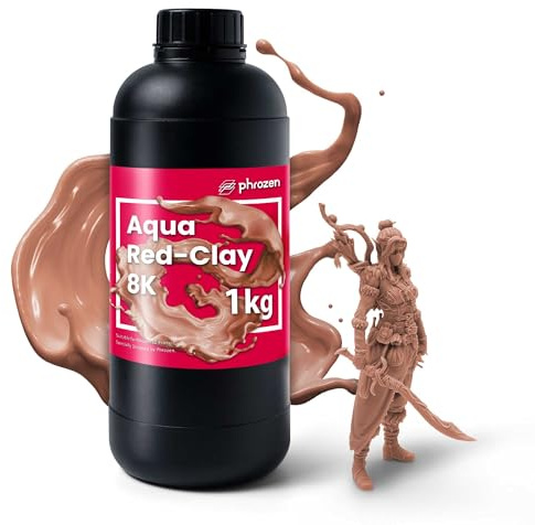 Phrozen Aqua Red-Clay 8K | 3D Drucker Resin für SLA/DLP/LCD 3D Printer | 405nm Standard Photopolymer Druck Harz | 8K Hohe Präzision, Geringer Geruch - Rot (1kg)