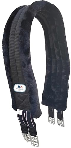 Majestic Ally Sottopancia imbottita in pile di visone, con elastici resistenti e ferramenta in acciaio inox, colore: marrone, 106,7 cm, 111,8 cm, 116,8 cm, 121,9 cm e 127 cm (nero, 111,8 cm)