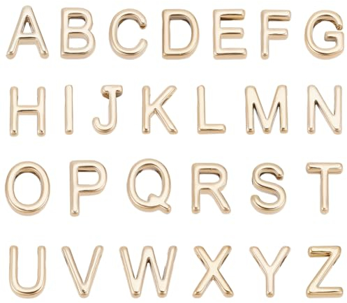 PH PandaHall 52 Stück Goldene Buchstabenperlen Legierung Alphabet ABC Charms Metall AZ Alphabet Buchstaben Charms Großbuchstaben Anhänger Für Valentinstag DIY Armband Halskette Schmuckherstellung