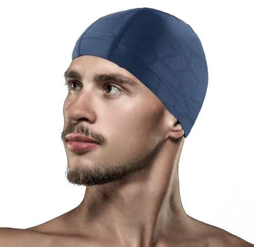 Swimming Cap for Women and Men - Swim Cap Keep Hair Clean, Breath Fabric Soft Feel Swimming Hat for Adult Non-Slip Hair Protection, Bluepattern