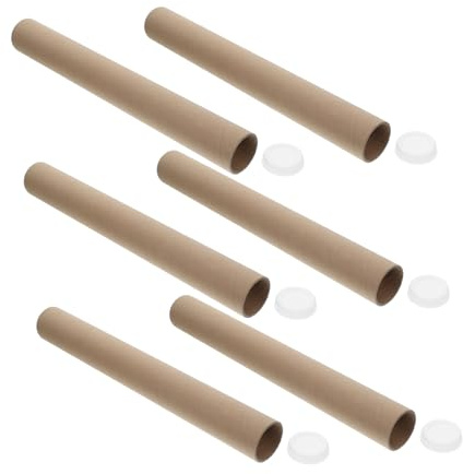 HOODANCOS 6 Pezzi Tubi di Spedizione in Carta Kraft Tappi in Plastica, Tubi di Cartone Resistenti per Poster e Canne da Pesca, Protezione Sicura e Facile da Usare per Uso Personale