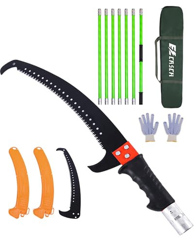 Ezcasch Scie à élaguer 8 m avec manche télescopique - Efficace - Avec lames en acier renforcé en alliage - Longueurs réglables pour couper des branches hautes