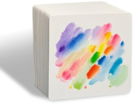 50 hojas de papel de acuarela cuadrado mini 10 x 10 cm, papel de algodón grueso, 300 g, papel de acuarela en blanco para pintura, artistas, adultos, estudiantes