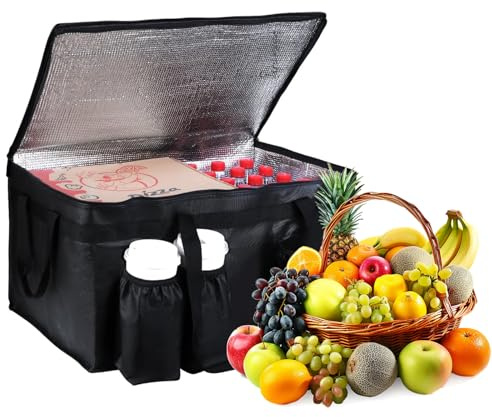Borsa frigo pieghevole, 60 l, borsa frigo per picnic, grande borsa termica per auto, borsa termica per il pranzo, borsa frigo per picnic,nero