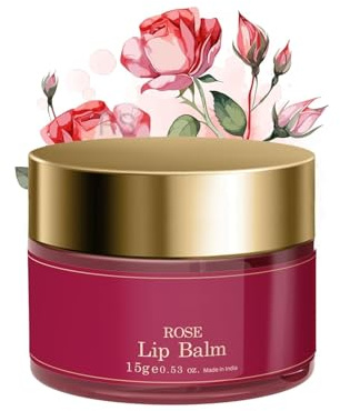 Ayurvedic Rose Petal Lip Balm for Dry & Chapped Lips | Enriched with Kokum Fruit, Rose Petals & Almond Oil | SPF Lip Balm for UV Protection, Nourishment & Soft Pink Lips (15g)