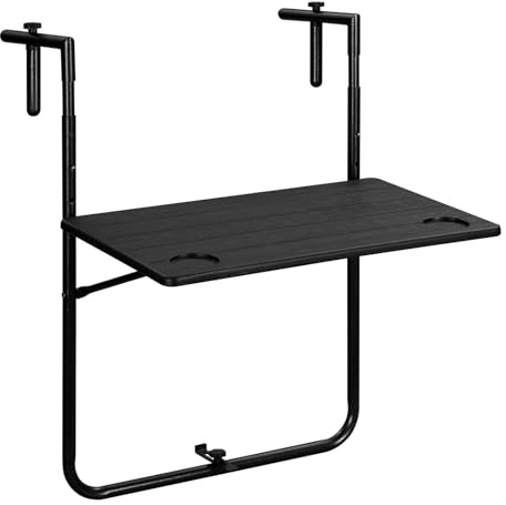 YXINAER Mesa Colgante Balcon Mesa de balcón Plegable Pared, 3 Niveles Altura Ajustable, Resistente a la Intemperie, 60 x 36 cm