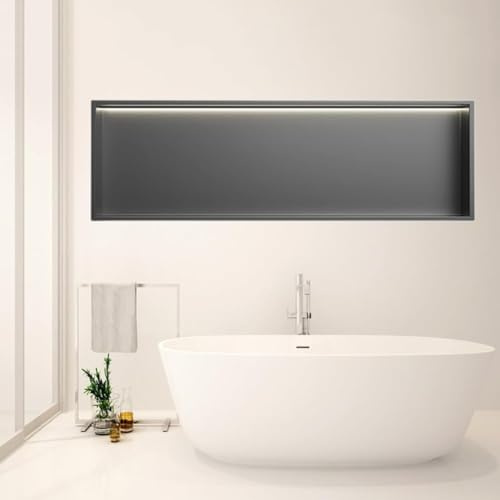 Stainless Steel Shower Niche Shelf Recessed LED Light Wall for Bathroom No Tiles Required Easy Installation Storage Tray Organisation