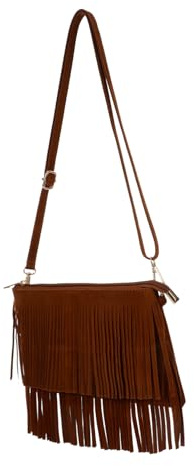 Vintage Tassel Shoulder Bag Western Crossbody Bag for Women | Country T Shirt Styling, PU Polyester Build, Large Capacity for Party Travel Use, Sturdy Multi Functional Design