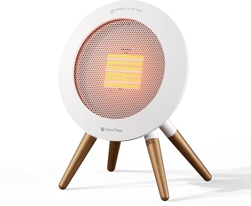 2026 Upgraded Portable Electric SpaceHeater Indoor Use, 1000W Energy-Saving PTC Ceramic Heater with Thermostat, 36dB Low-Noise, Overheat & Tip-Over Protection, 2 Modes - Home Bedroom Office