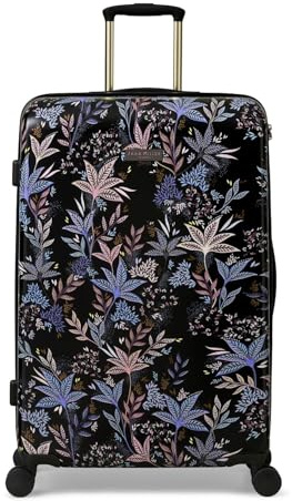 Sara Miller London Hardside Luggage, 4 Wheel Trolley Spinner, Large 77 x 28 x 48 cm, Botanic Black