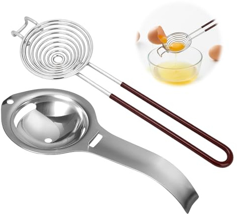 Eiertrenner, 2 Stück Eiweiß Trenner Mit Langem Griff Und Sieb, Praktische Küchenhelfer Zum Trennen Von Eigelb Und Eiweiß, Ideal Für Backen Und Kochen