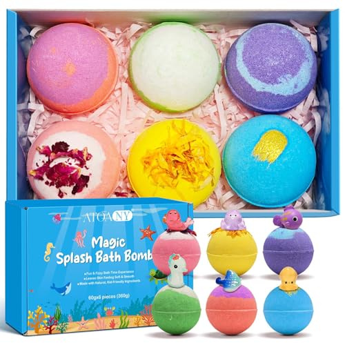 Bath Bombs for Kids, 6 Packs Kids Bubble Bath Bombs for Kids Ages, Bubble Bath Kids Nontoxic | Fizzes, Fun Science Toddler Bath Color Tablets Gift for Boys and Girls