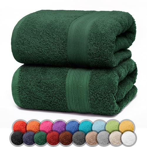 NatureMark 2er Pack DUSCHTÜCHER Premium Qualität 70x140cm DUSCHTUCH Dusch-Handtuch Doppelpack Farbe: Dunkel grün