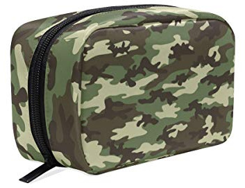 Mnsruu - Bolsa organizadora de maquillaje con diseño de camuflaje militar para mujeres y niñas