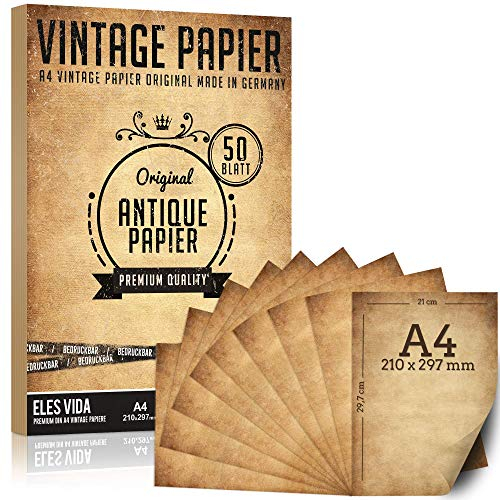 50 morceaux de vieux papier 100g / m2 papeterie antique DIY A4, impression de communion des deux côtés, rouleau papier pour cartes, invitations historiques - Antique