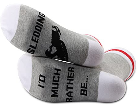G2TUP 2 Pairs Sledding Socks - Snowmobile Lover Gift - I'd Much Rather Be Sledding - Snowmobile Rider Socks