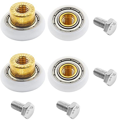 LifCratms 4Pcs Shower Door Roller Runners, 3/4 Inch Sliding Shower Door Wheels Pulleys Replacement Parts for Bathroom Pan Glass Sliding Door（19mm x 5mm）