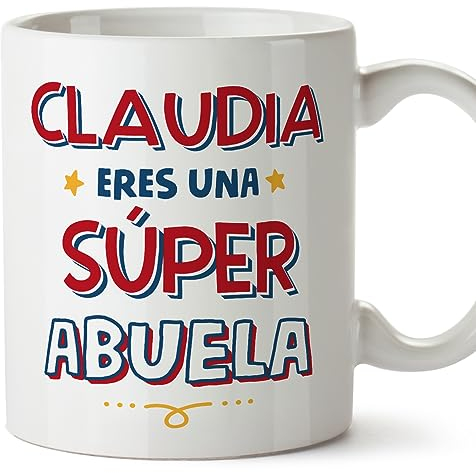MUGFFINS Tazas Personalizadas para ABUELA - En Español - Eres Súper - 11 oz / 330 ml - Regalo personalizable original y divertido