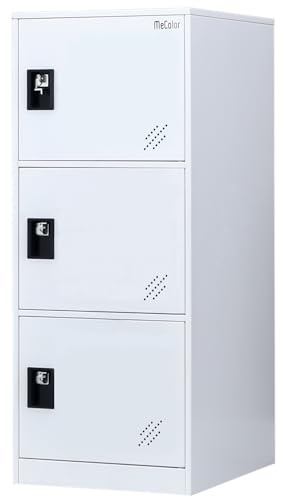 MECOLOR Petit casier en Acier avec Cadenas, Armoire d'angle de Bureau avec 3 Portes, Armoire en métal de Salon, Salle de Gym