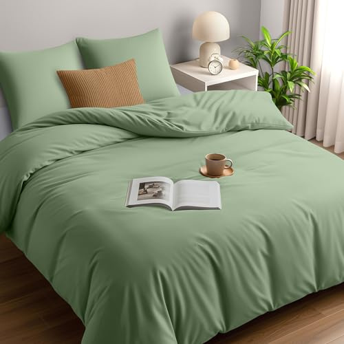 Utopia Bedding Funda Nordica Cama 180 240x260, Verde Salvia | Funda Edredon 240x260 cm y 2 Fundas de Almohada 65x65 cm, Microfibra, Certificado Oeko-TEX, Ideal para el hogar y los hoteles