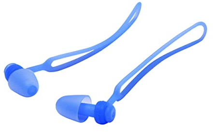 WOONEKY Tapones Oídos Impermeables Subacuáticos de Silicona con Cordón, Ergonómicos y Cómodos, para Nadar y Bucear, un Par Azul para Hombres, Mujeres y Niños en Deportes Acuáticos