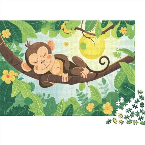 Monkey Jigsaw Puzzles for Adults 1000 Pieces Lying on A Tree Impossible Puzzle Brain Teaser Difficult Educational Games Relax Puzzles Games Premium 1000pcs (75x50cm)