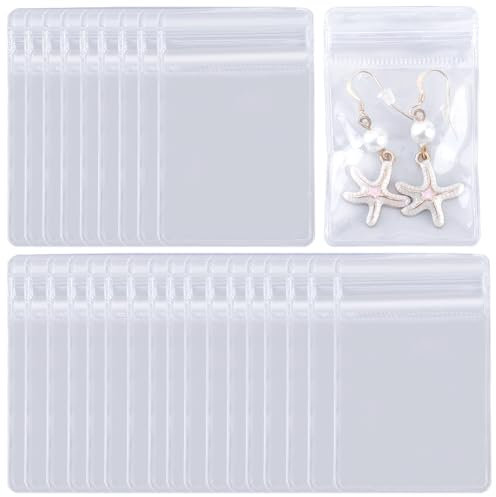 SOFPLATE 100 Sac à Bijoux Transparent en PVC de 4x6cm Sac à Fermeture Éclair Anti Oxydation Sacs en Plastique Anti Ternissement Pochettes de Rangement Transparentes pour L'Emballage de Bijoux Bagues