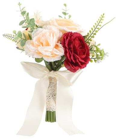 VOSAREA Blumen Halten Hochzeitshandstrauß Blumensträuße Für Die Hochzeit Künstlicher Rosenstrauß Simulationsstrauß Brautjungfern Die Künstlichen Blumenstrauß Aus Seide Halten