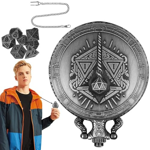 Set di dadi piccoli, set di dadi da orologio da taschino, set di dadi portatili con custodia per orologio da taschino, piccolo set da tavolo da 7 pezzi, dadi in metallo, accessori