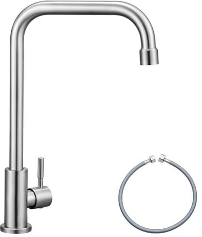 CECIPA Robinet Eau Froide En Acier Inoxydable, Robinet Pivotant à 360°, Mitigeur pour Cuisine, WC Invités, Jardin et Camping Car