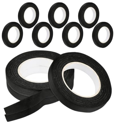 HOMSFOU Lot de 10 Set de Rubans Adhésifs Washi Noir Large 1 Cm X 13 M, Ruban de Masquage Décoratif, Papier Washi Repositionnable, pour Scrapbooking, Journal Créatif et Décoration Artisanale