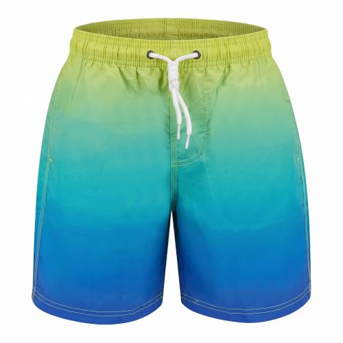 GENTABY Boys Swimming Shorts Toddler Kids Quick Dry Sports Beach Green Shorts with Mesh Lining 13-14 Years