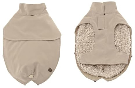 Ferribiella Trench Imbottito Prestige per Cane, Beige, Impermeabile con Interno in Pile Staccabile, Colletto e Sottopancia Regolabili, 36 cm