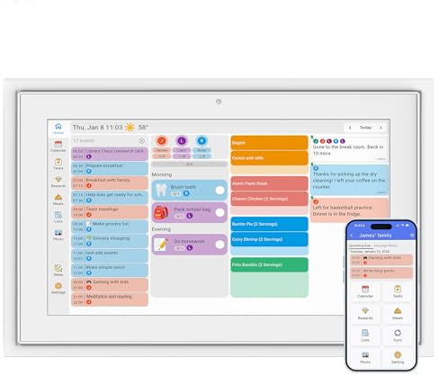 XORO CPF 10 E1 Digital familjekalender 25 cm pekskärm | WLAN-bildram med kalender, uppgifter matplanering | 1280 x 800 display 16 GB lagringsfamilj organiserare