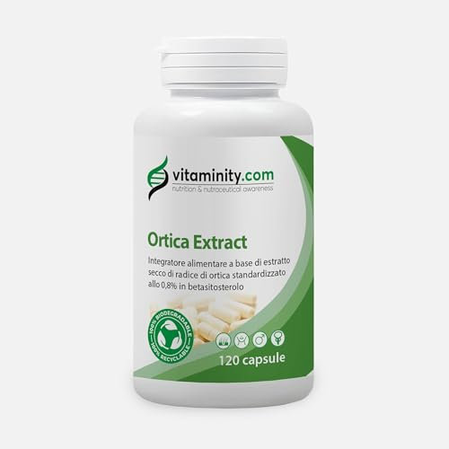 Vitaminity Ortica Extract - Integratori per Capelli e Integratore Prostata a Base di Ortica favorisce la Crescita Capelli Svolgendo una Azione Anticaduta - Formato da 120 Capsule
