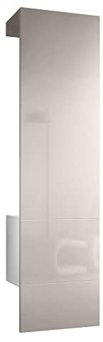 Vladon Garderobe Carlton Set 5, Made in Germany, Garderobenset bestehend aus 1 Garderobenpaneel mit integrierter Tür und 1 Kleiderstange, Weiß matt/Sandgrau Hochglanz (52 x 193 x 35 cm)