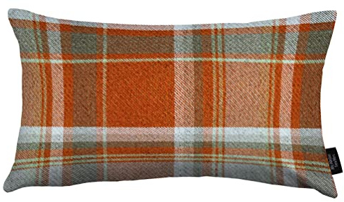 McAlister Textiles Heritage Tartan Throw Cushion Cover - 40 x 60 cm in Terracotta Orange - Wool-Feel Plaid Highlands CheckScatter Pillow Cover For Sofas & Bedroom