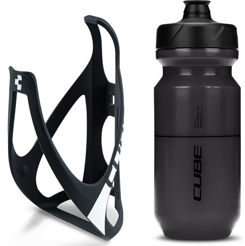 Cube HPP Cycling Cage & Flow 500ml Bike Bottle Kit (Black/White)