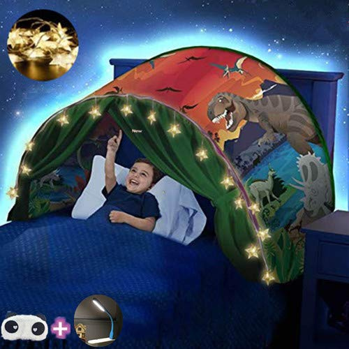 FLAYOR Dream Pop Up Play Tent for Children, Polyester Bed Tent with LED Chain, Unisex, Children's Play Structure, Ideal for Birthdays, Christmas, Ages 3+