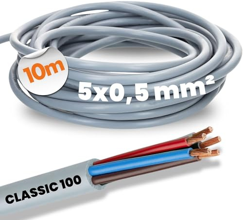 10 Meter Lapp 00101244 Ölflex Classic 100 Steuerleitung 5x0,5 mm² ohne grün-gelben Schutzleiter I 5 Adern Kabel I Farbcodierte PVC Leitung 5 adrig