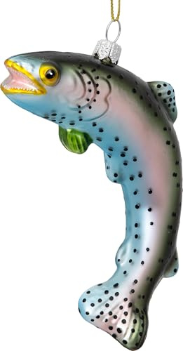 SIKORA Regenbogenforelle besondere Weihnachtskugel Glas Christbaumschmuck Deko Figur Weihnachten Anhänger Ornament - Meisterstücke - BS733