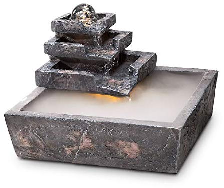 tuzhi Fuentes de Interior Tabletop Fountain Square Desktop Sala de Estar Hacer Adornos Dinero Adornos Crowery de Cristal Circulación de Agua Circulación Pequeña Fuente Paisaje