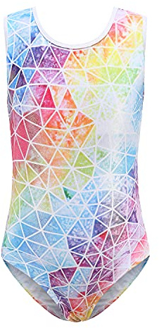 Cucudy Body da ginnastica per ragazze a maniche lunghe/senza maniche sfumato colore diamante body danza balletto ginnastica atletica body per bambini 5 6 7 8 9 10 11 12 anni