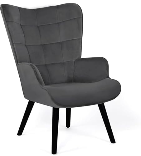 IDMarket - Fauteuil scandinave ANIA en Velours Gris